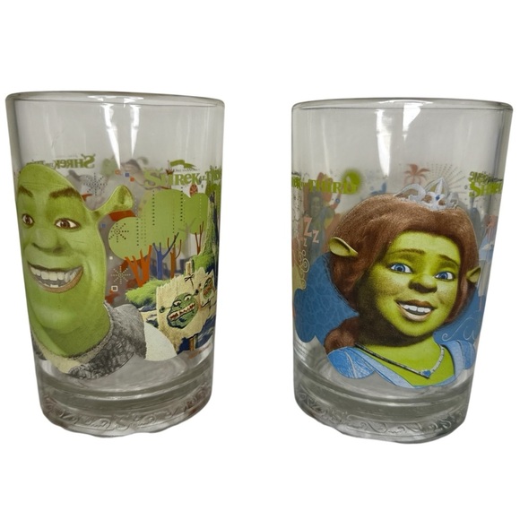 McDonald’s Shrek The Third Drinking Glasses (2007) Set Of 2 - Picture 1 of 8